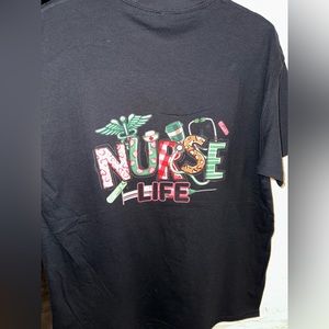 T-shirt. Size L. Logo on front and back